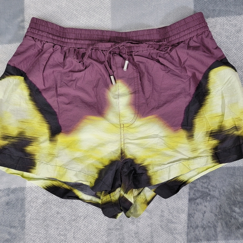 Jonathan Simkhai 100% Cotton Lightweight Women's Shorts Maroon Yellow Medium